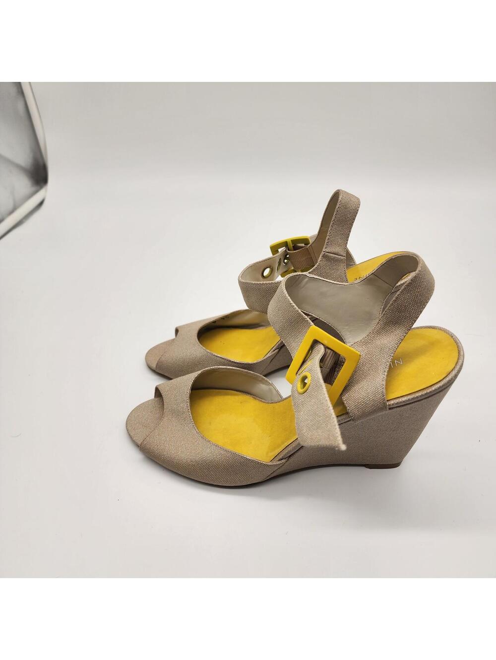 Nine West Beige Peep Toe Slingback Wedge Heels Size 10 – Never Worn - Picture 4 of 8